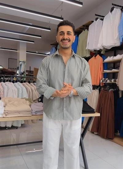 Oversize Çizgili Gömlek YEŞİL