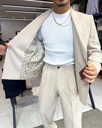 Oversize Takım Elbise Krem