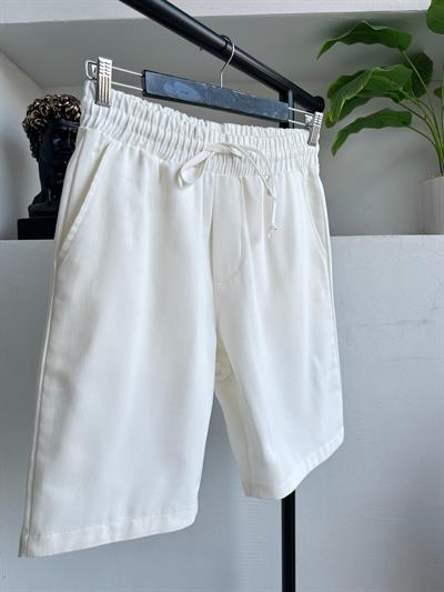 Pamuk Gabardin Şort Beyaz