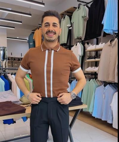 Çizgili Polo Yakalı Triko Tişört Kahve