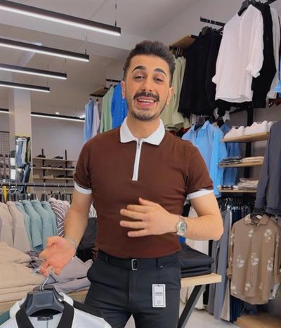 Beyaz Yakalı Triko Tişört Kahve