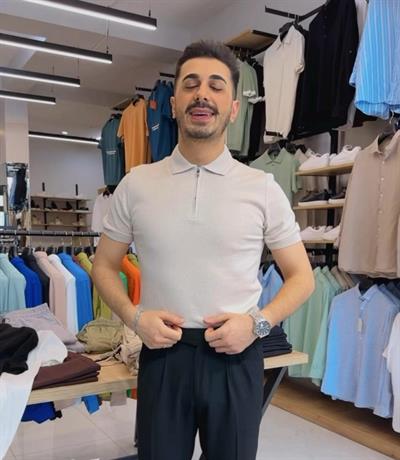 Fermuarlı Polo Yakalı Triko Tişört Krem