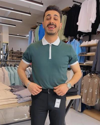 Beyaz Yakalı Triko Tişört Yeşil