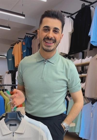 Fermuarlı Polo Yakalı Triko Tişört Yeşil