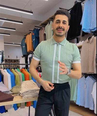 Çizgli Polo Yakalı Triko Tişört Yeşil