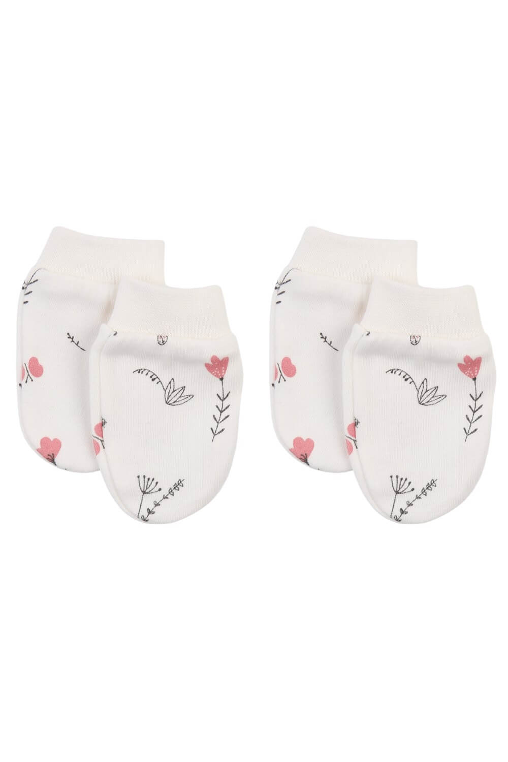 %100 Pamuklu 2'li Yenidoğan Penye Bebek Eldiveni