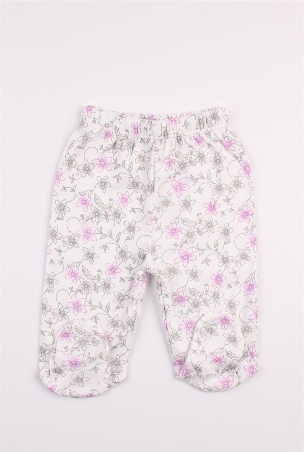 Çiçekli Beli Lastikli Bebek Patikli Alt Yenidoğan Patikli Pantolon