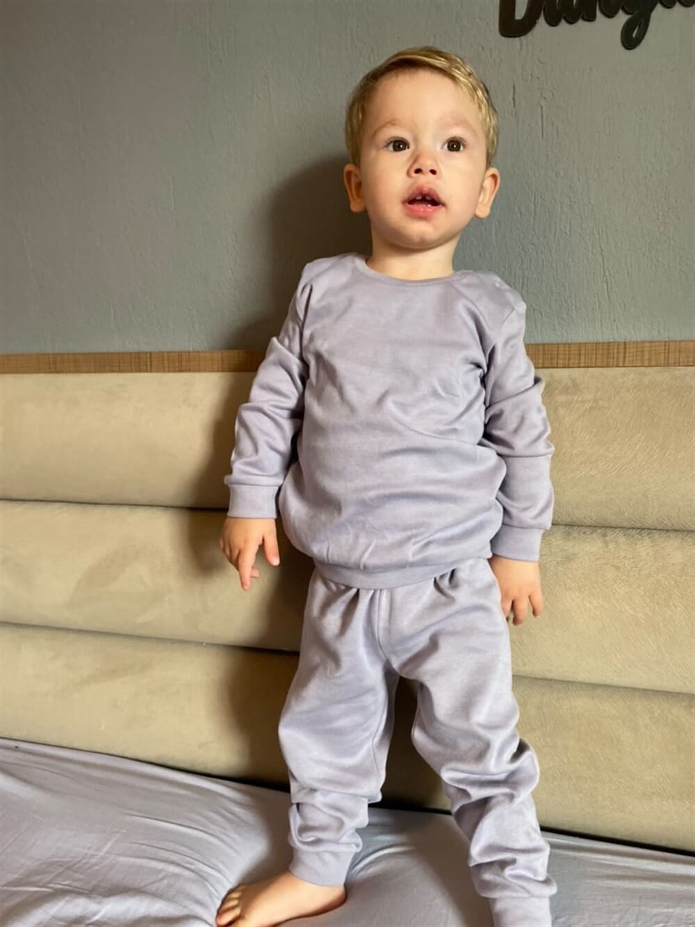 Düz Mor Mevsimlik Bebek Takımı Alt Üst Sweat Takım