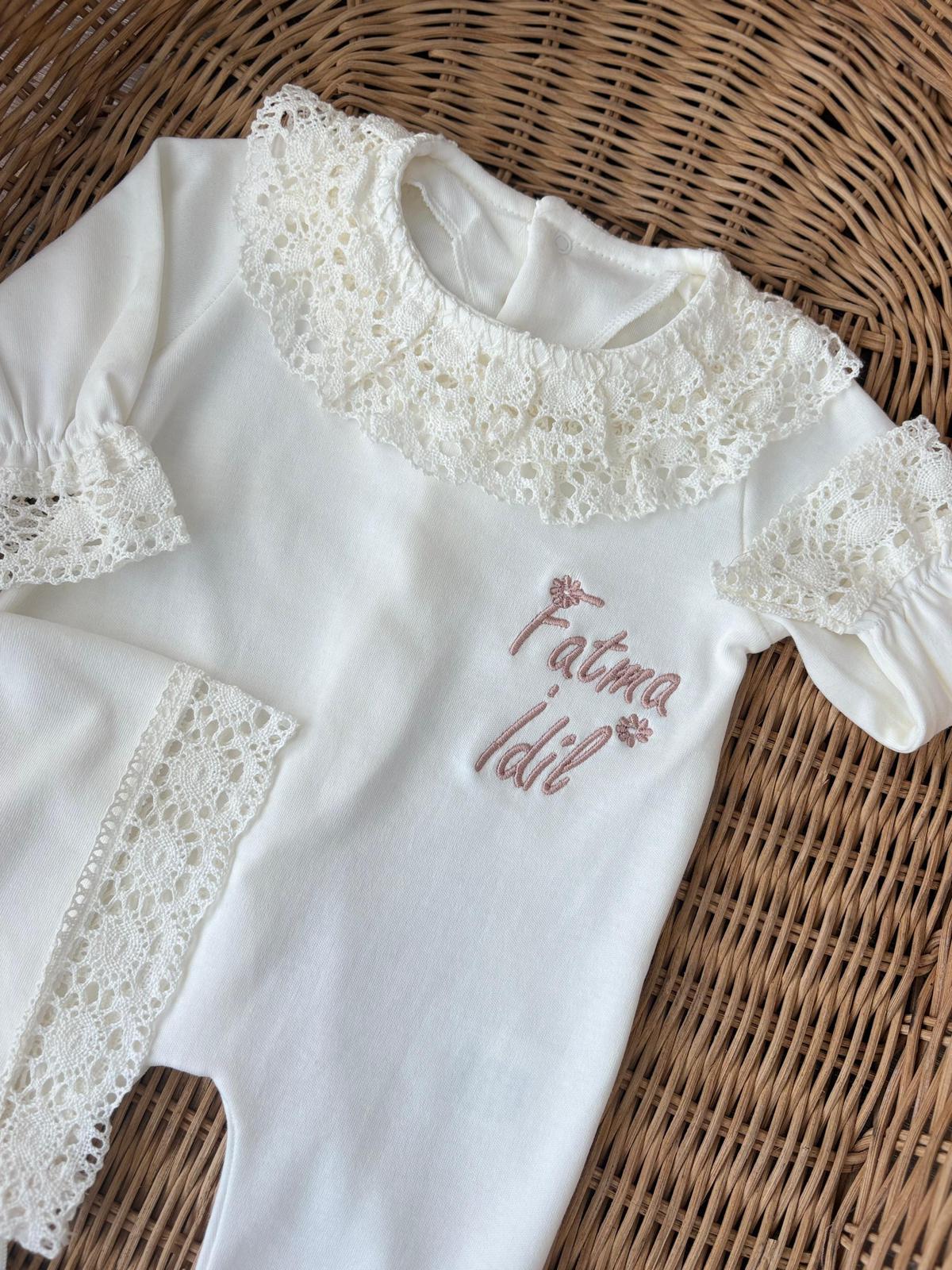 İsme Özel Kız Bebek Tulum Ve Şapka