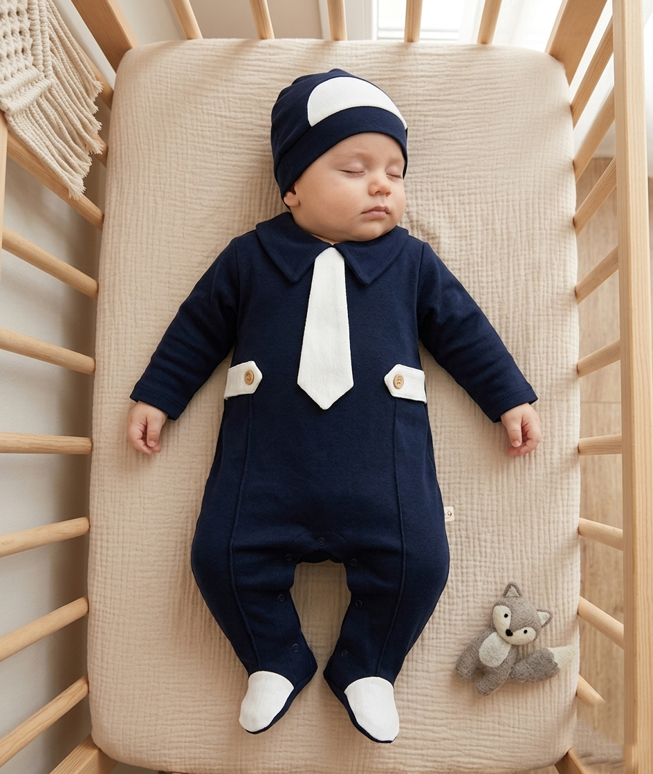 Kravatlı Erkek Bebek Tulumu Özel Gün | Mevlüt Kıyafeti