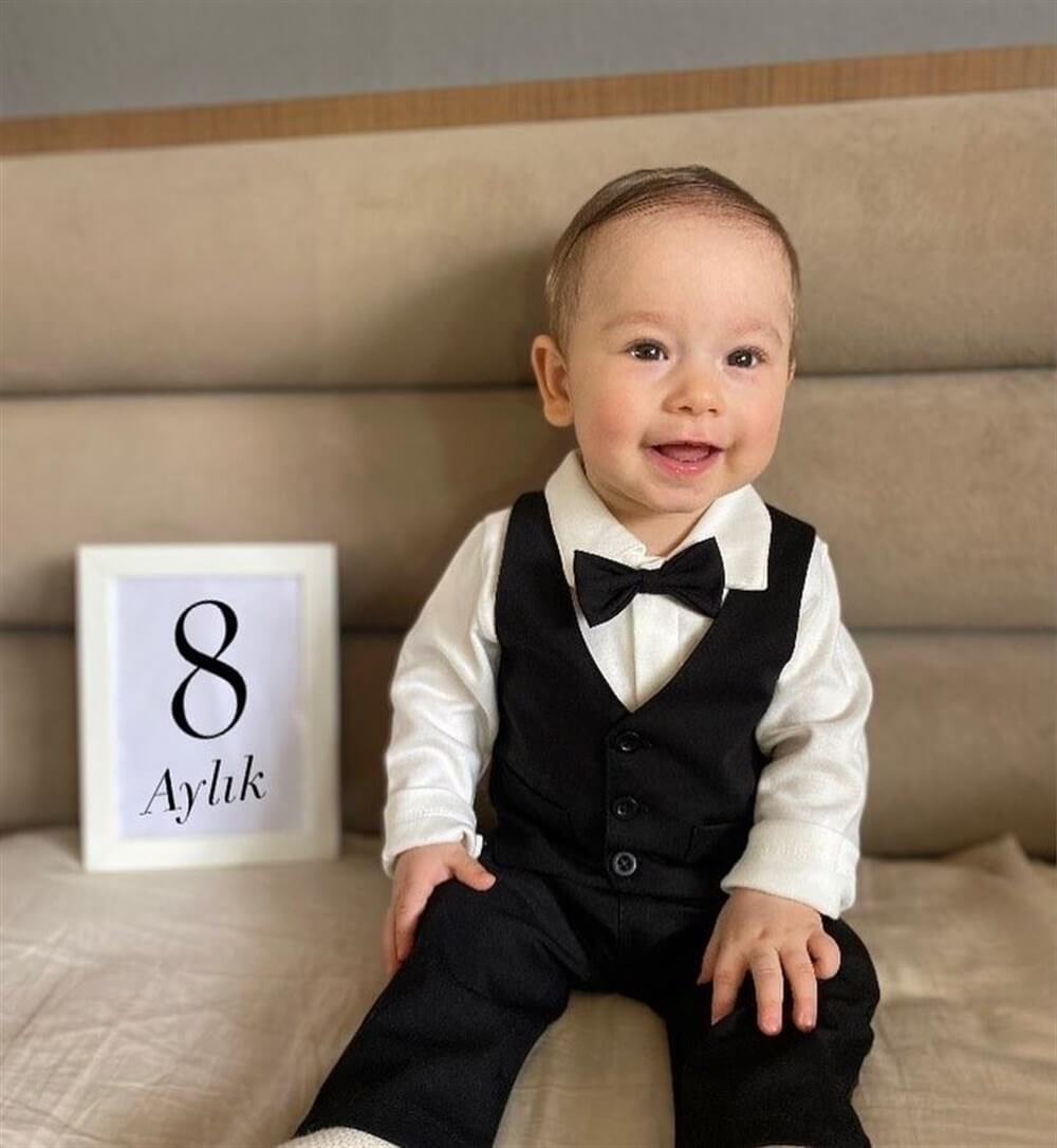 Miniropa Düz Siyah Papyonlu Yelekli 3'lü Bebek Takımı 