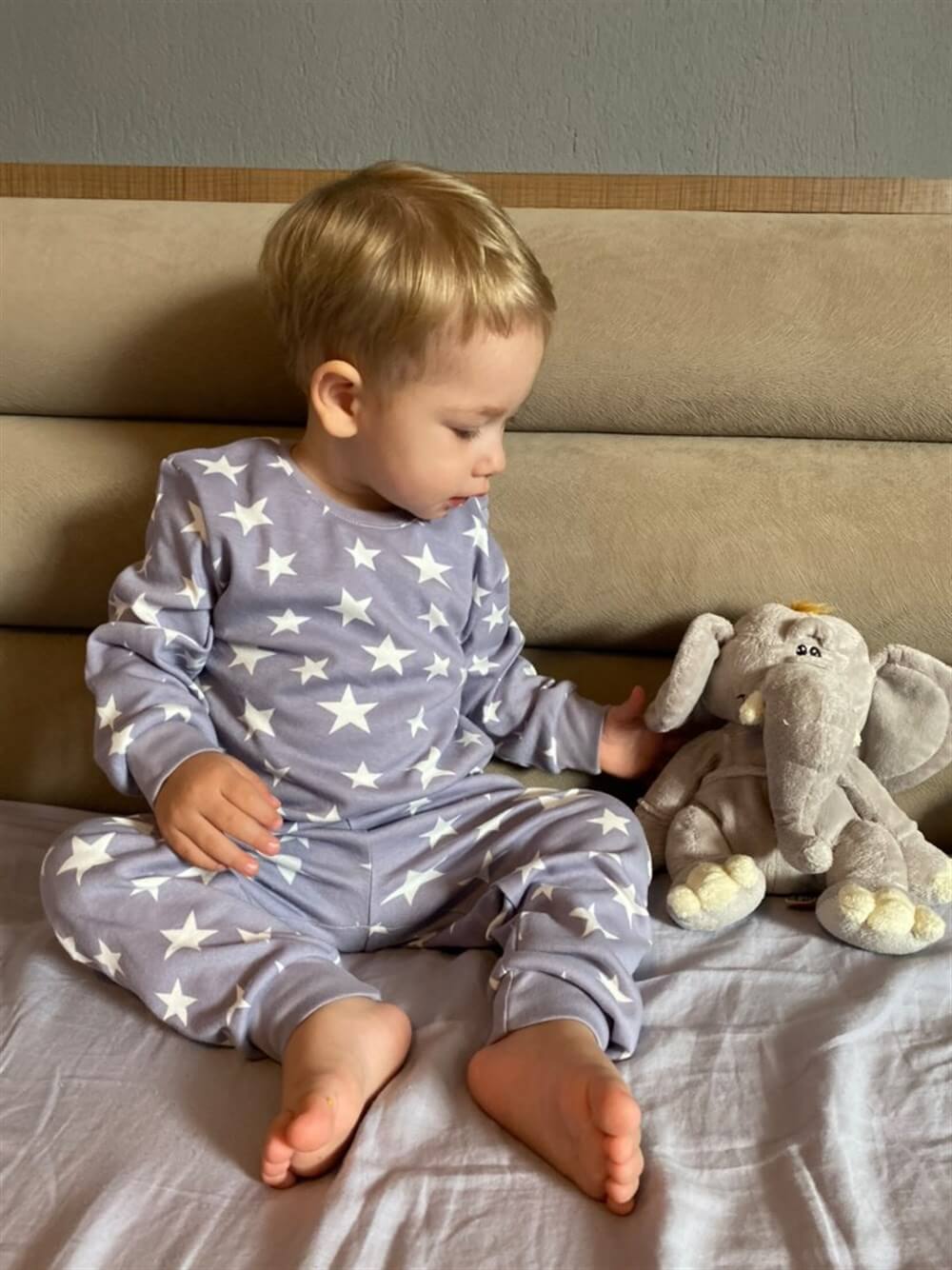 Mor Yıldız Desenli Mevsimlik Bebek Takımı Alt Üst Sweat Takım