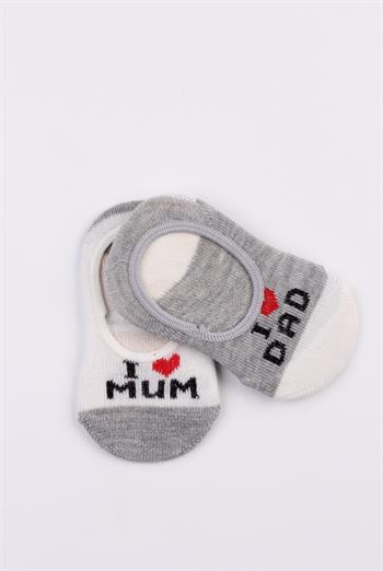 2'li Gri Mum&Dad Babet Çorabı Bebek Çocuk Babet Çorabı