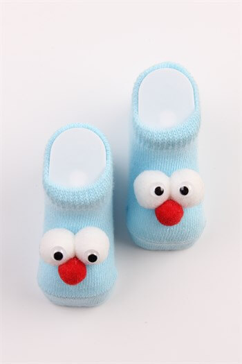 Mavi Esprili Hareketli Göz Bebek Çorabı