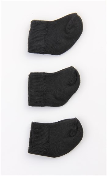 Siyah Pamuklu 3'lü Unisex Bebek Çorabı