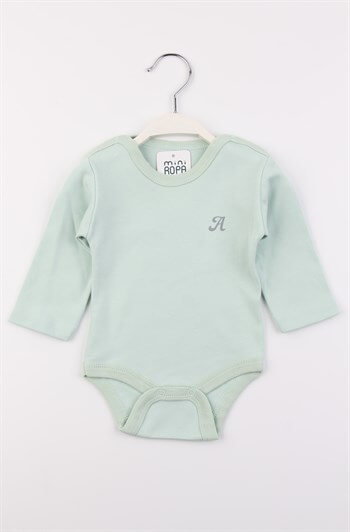 Uzun Kollu Mint Çıtçıtlı Bebek Body