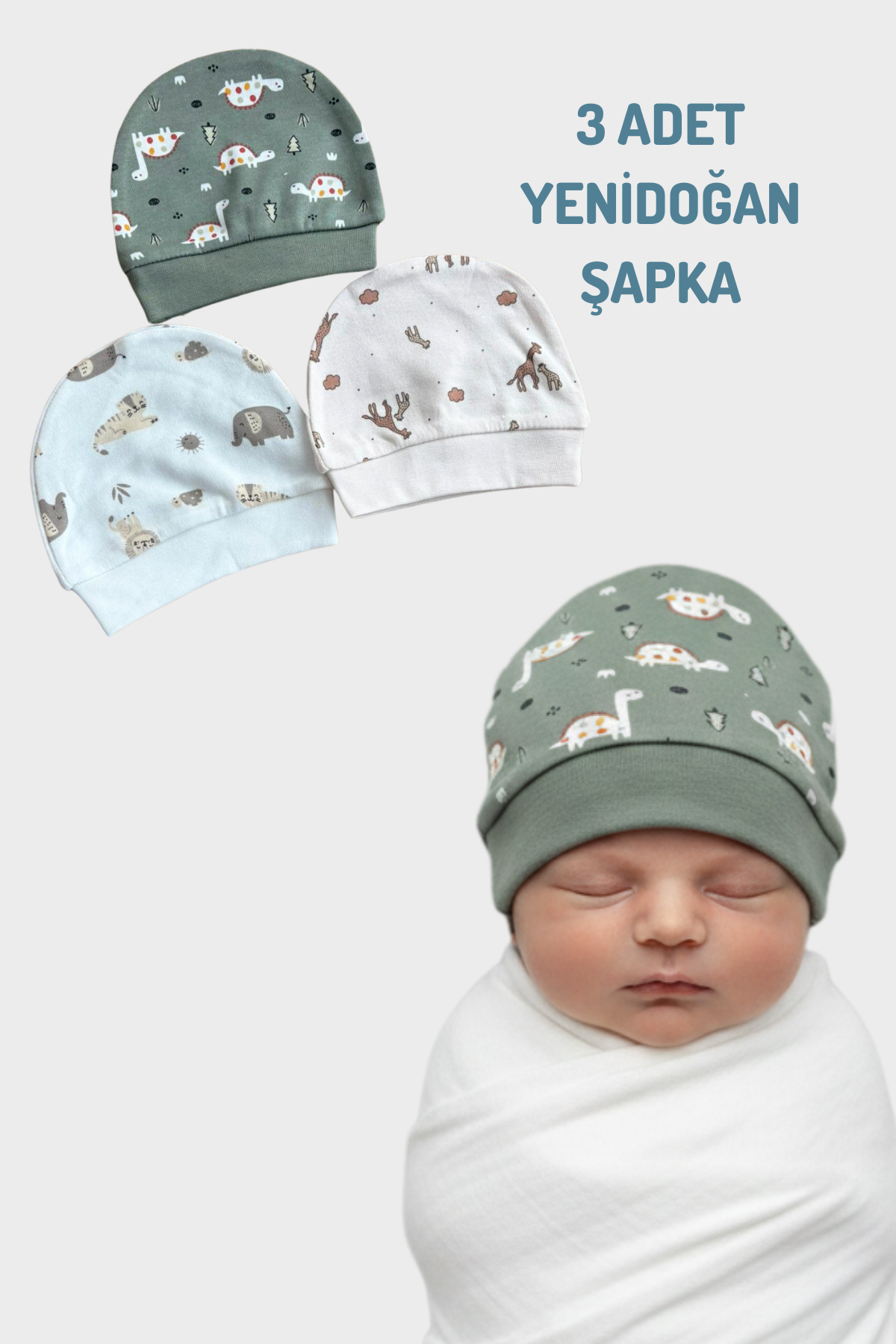 3 Adet Yenidoğan Bebek Şapkası