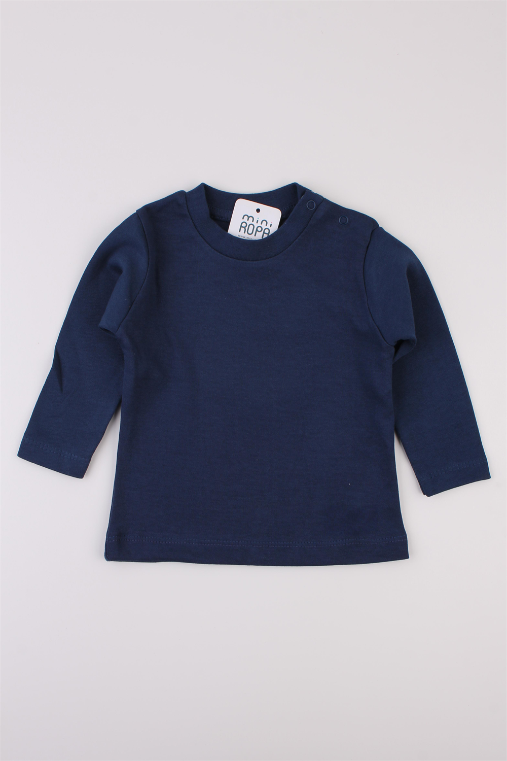 Basic İnterlok Lacivert Bisiklet Yaka Çıtçıtlı Bebek Sweatshirt