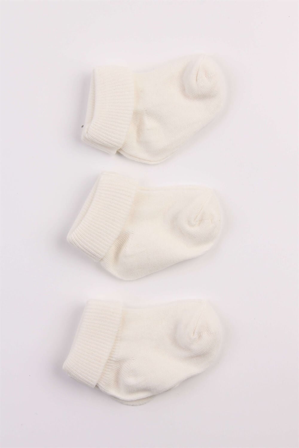 Ekru Pamuklu 3'lü Unisex Bebek Çorabı