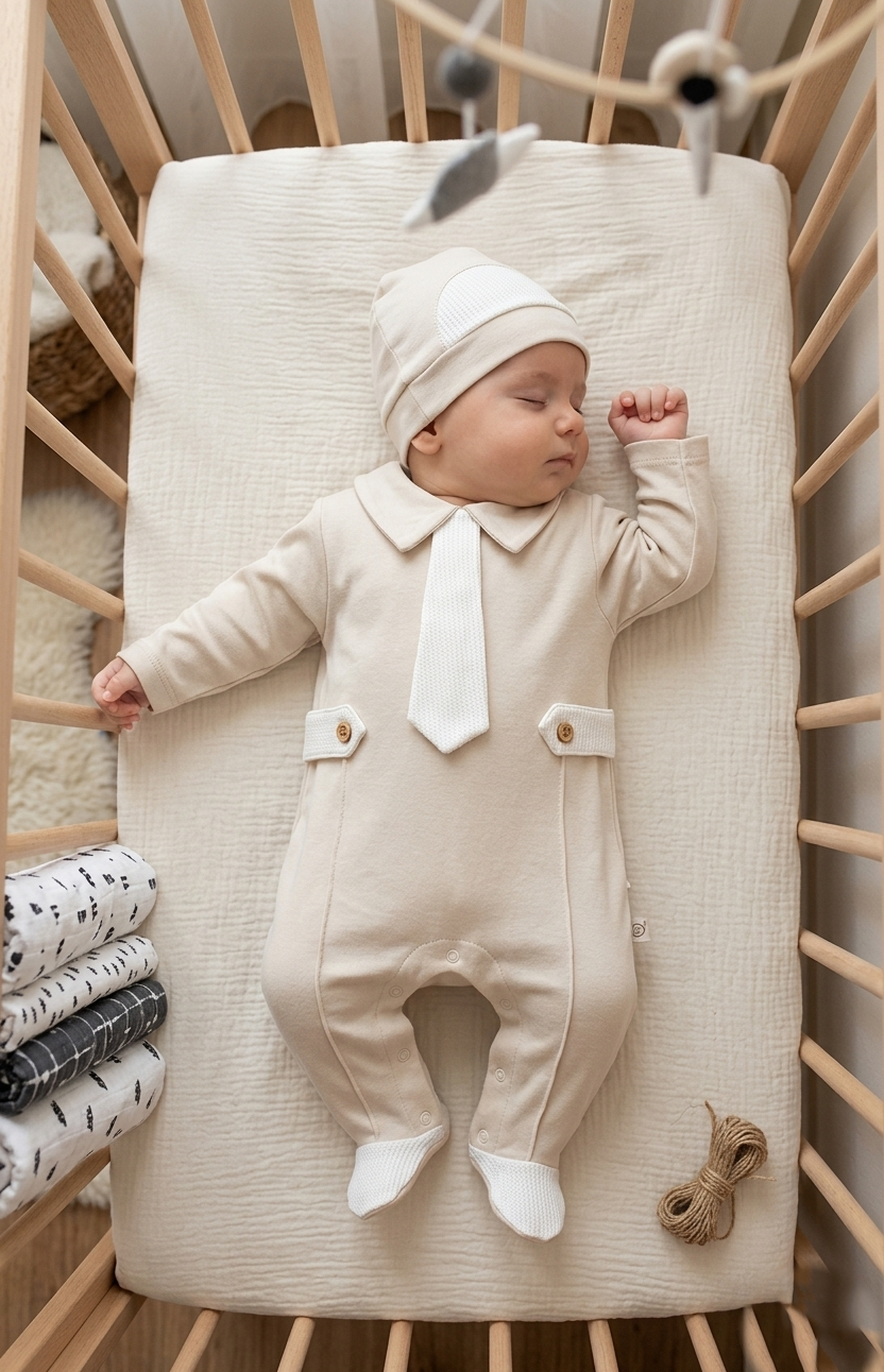 Kravatlı Erkek Bebek Tulumu Özel Gün | Mevlüt Kıyafeti