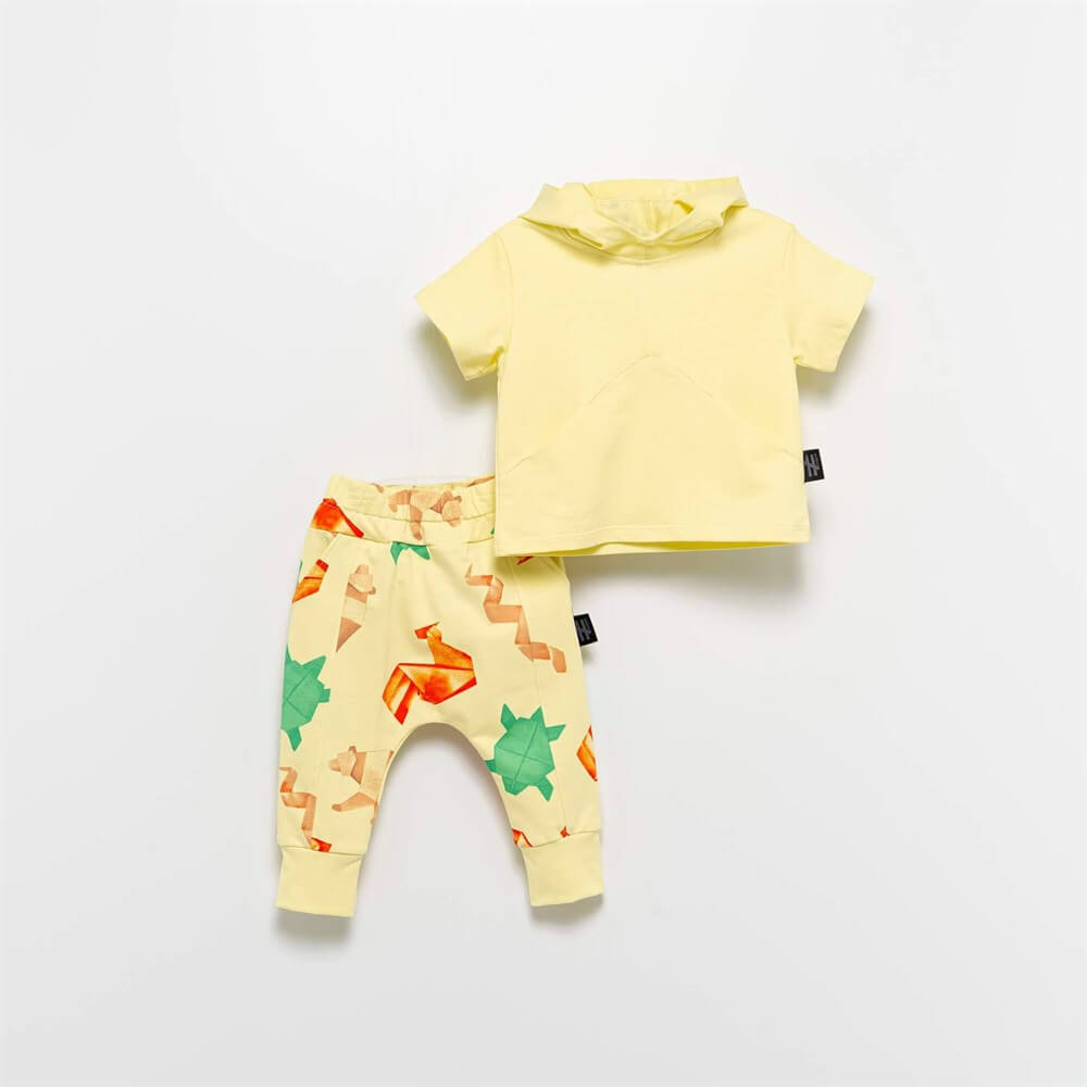 Moinoi Sarı %100 Pamuklu Carpe Diem Bebe Takımı Miniropa