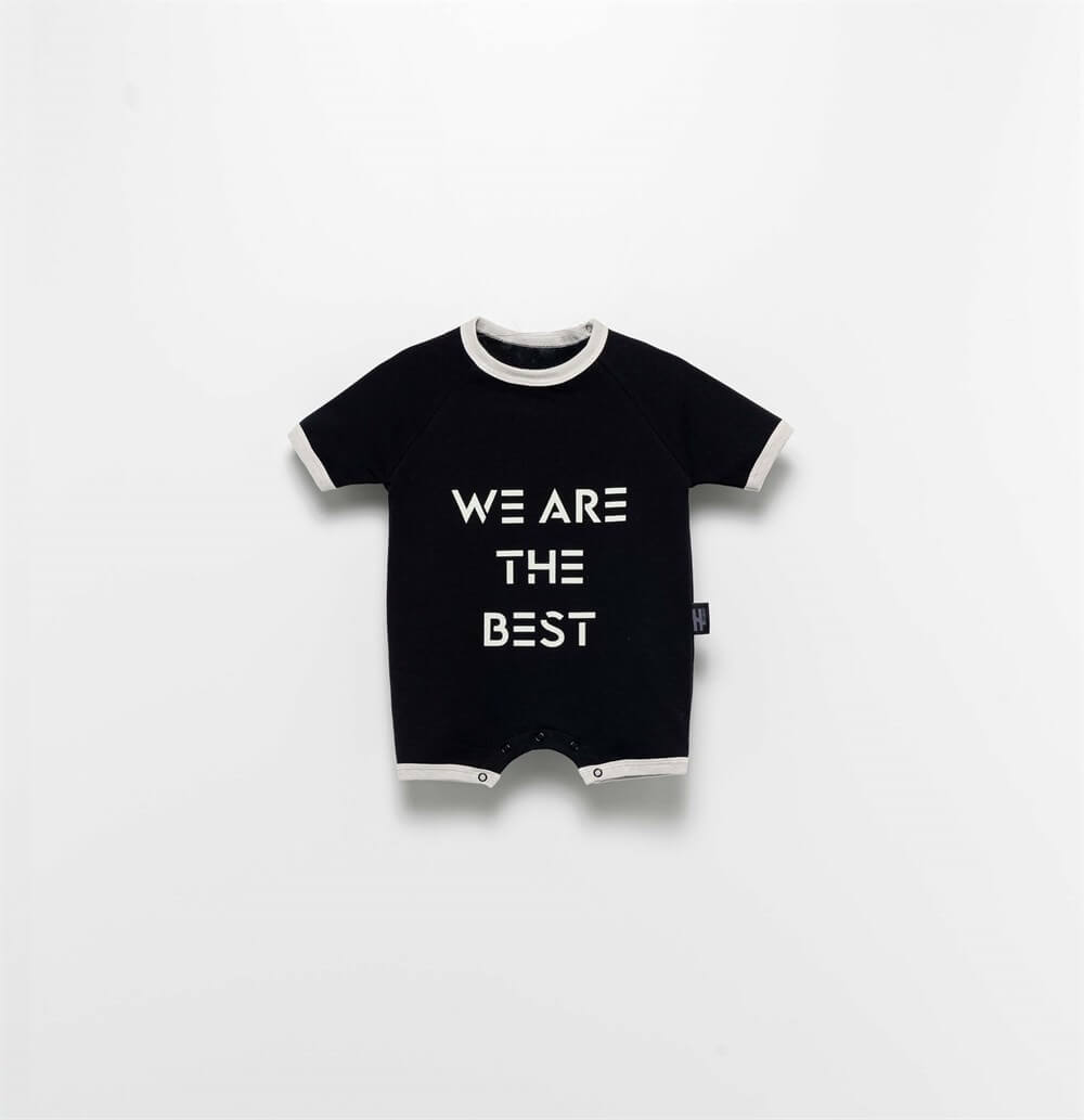 Moinoi Siyah We Are The Best Yazlık Kısa Bebek Tulum Miniropa