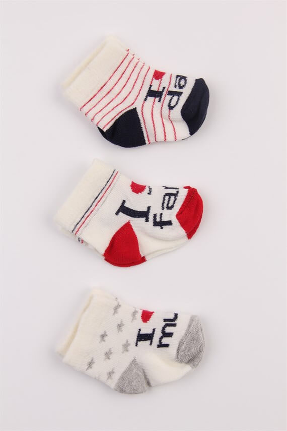 I Love Mum Dad Family Pamuklu 3'lü Bebek Çorabı
