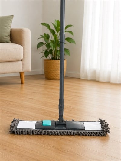 Mikrofiber Paspas Makarna Mop Seti  Saplı Toz ve Islak Zemin Temizleme AparatıVICHY-7027 40CM 