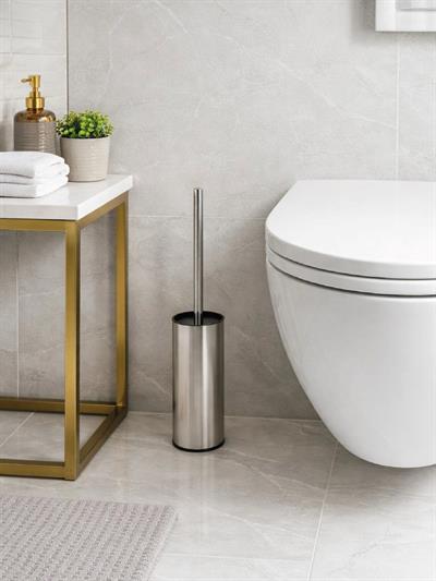 Paslanmaz Çelik İnce Silindir Tuvalet Fırçası – Modern, Şık WC Fırçası ve Standı  VICHY-7048