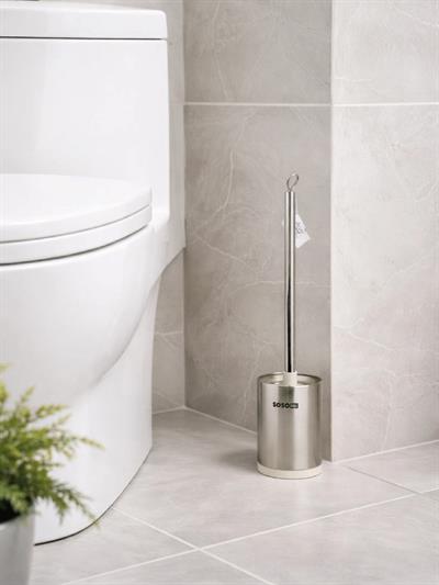 Paslanmaz Çelik Tuvalet Fırçası ve Standı – Modern, Dayanıklı WC Fırçası Seti VICHY-7043