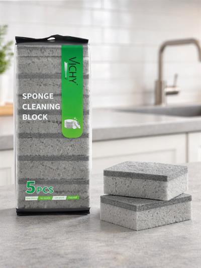 VICHY 5’li Bulaşık Süngeri Seti Çift Katmanlı Güçlü Temizlik Süngeri GRİ VCH-6982
