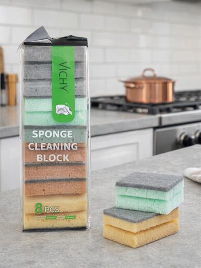 VICHY 8’li Bulaşık Süngeri Seti Çift Katmanlı Güçlü Temizlik Süngeri VCH-7072