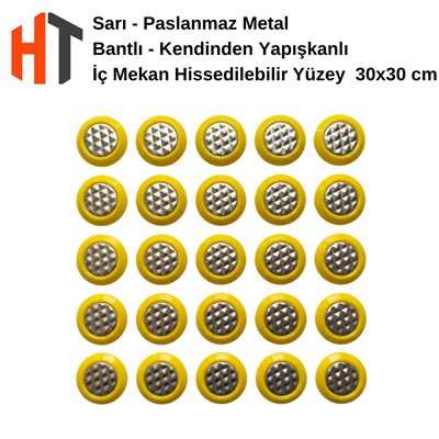 Paslanmaz- Kendinden Yapışkanlı - İç Mekan Hissedilebilir Yüzey - Nokta 30x30 cm 