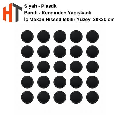 Siyah- Kendinden Yapışkanlı - İç Mekan Hissedilebilir Yüzey - Nokta 30x30 cm 