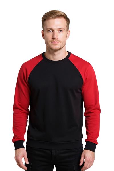 Bisiklet Yaka Siyah/Kırmızı Sweatshirt