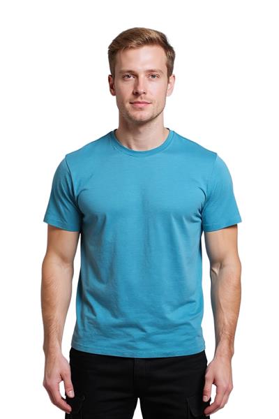 Bisiklet Yaka Turkuaz Mavisi T-shirt