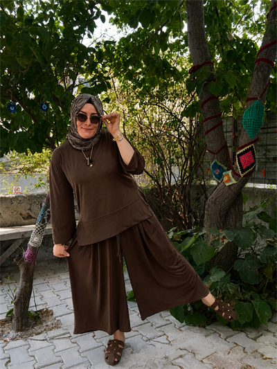 TİRİL TİRİL MODAL VİSKON PANTOLONLU SALAŞ TAKIM