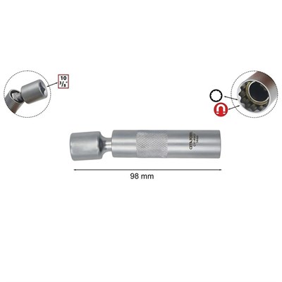 AFIX 3/8 On İki Köşe Mafsallı Buji Lokması 14 mm