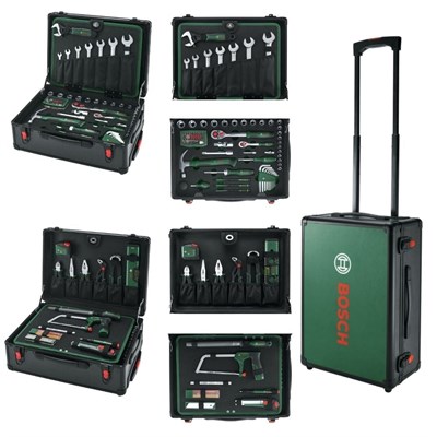 BOSCH 1600A02ZB4 Tekerlekli Dolu Takım Çantası - El Aleti Seti Profesyonel 119 Parça