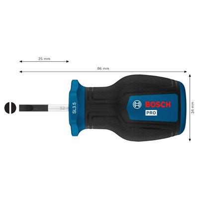 BOSCH 1600A039TL Düz Uçlu Topaç Tornavida SL 0.6 x 3.5 x 25 mm