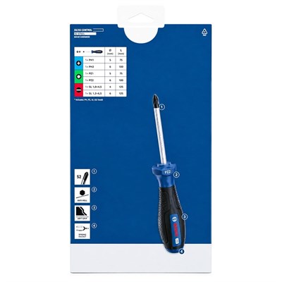 BOSCH Düz Ve Yıldız Uçlu Topaç Tornavida Takımı PH/PZ/SL 6 Parça