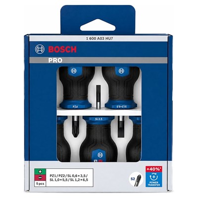 BOSCH 1600A03HU7 Düz ve Yıldız Uçlu Topaç Tornavida Takımı Pro PZ/SL 5 Parça