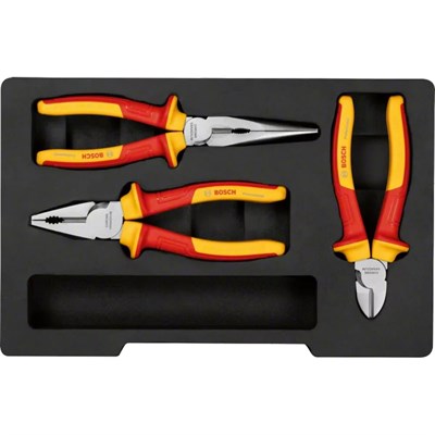 BOSCH 1600A02NG0 Pense Seti VDE - Yan Keski, Kombine Pense, Kargaburun 3 Parça