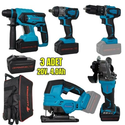 CATPOWER CAT4150 Akülü Kombo 5Li Set Kömürsüz 20V Li-Ion 4Ah