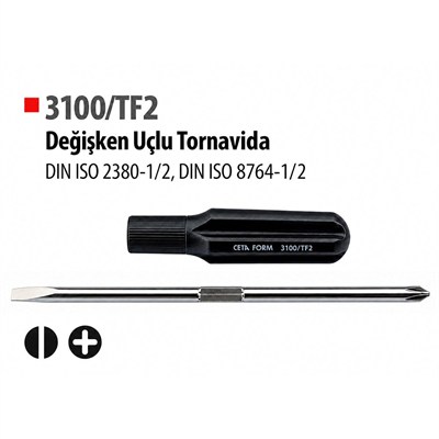 CETA FORM 3100-TF2 Düz Ve Yıldız Uçlu Tornavida Çift Taraflı PH2 - 6 X 175 Mm