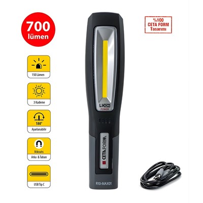 CETA FORM R10-MAX01 Lu-Max Şarjlı Led Çalışma Lambası 700 Lümen