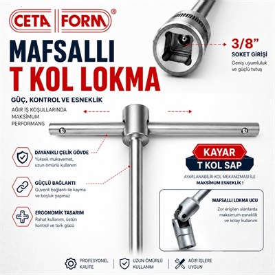 CETA FORM B32-10 Mafsallı T Kol Lokma 10 mm