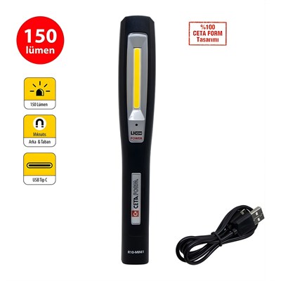 CETA FORM R10-MINI1 Mini Kompakt Şarjlı Led Çalışma Lambası 150 Lümen