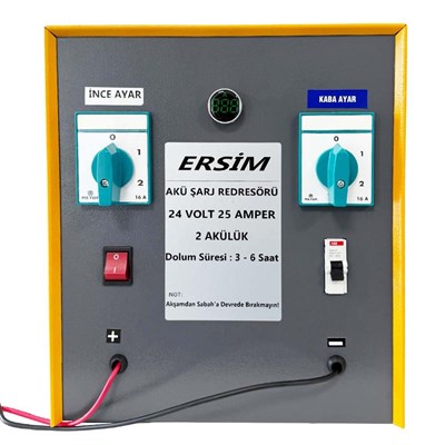 ERSIM Akü Şarj Cihazı 24 V 25 Amper 2 Akülük