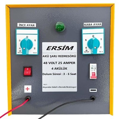 ERSIM Akü Şarj Cihazı 48 V 25 Amper 4 Akülük